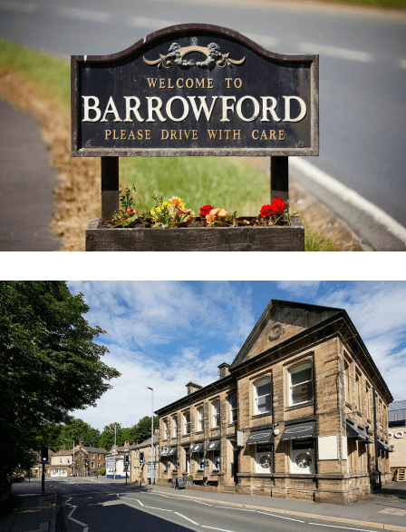 Barrowford sign and street view